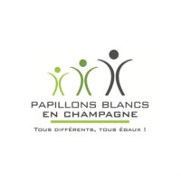 Papillons blancs en champagne logo